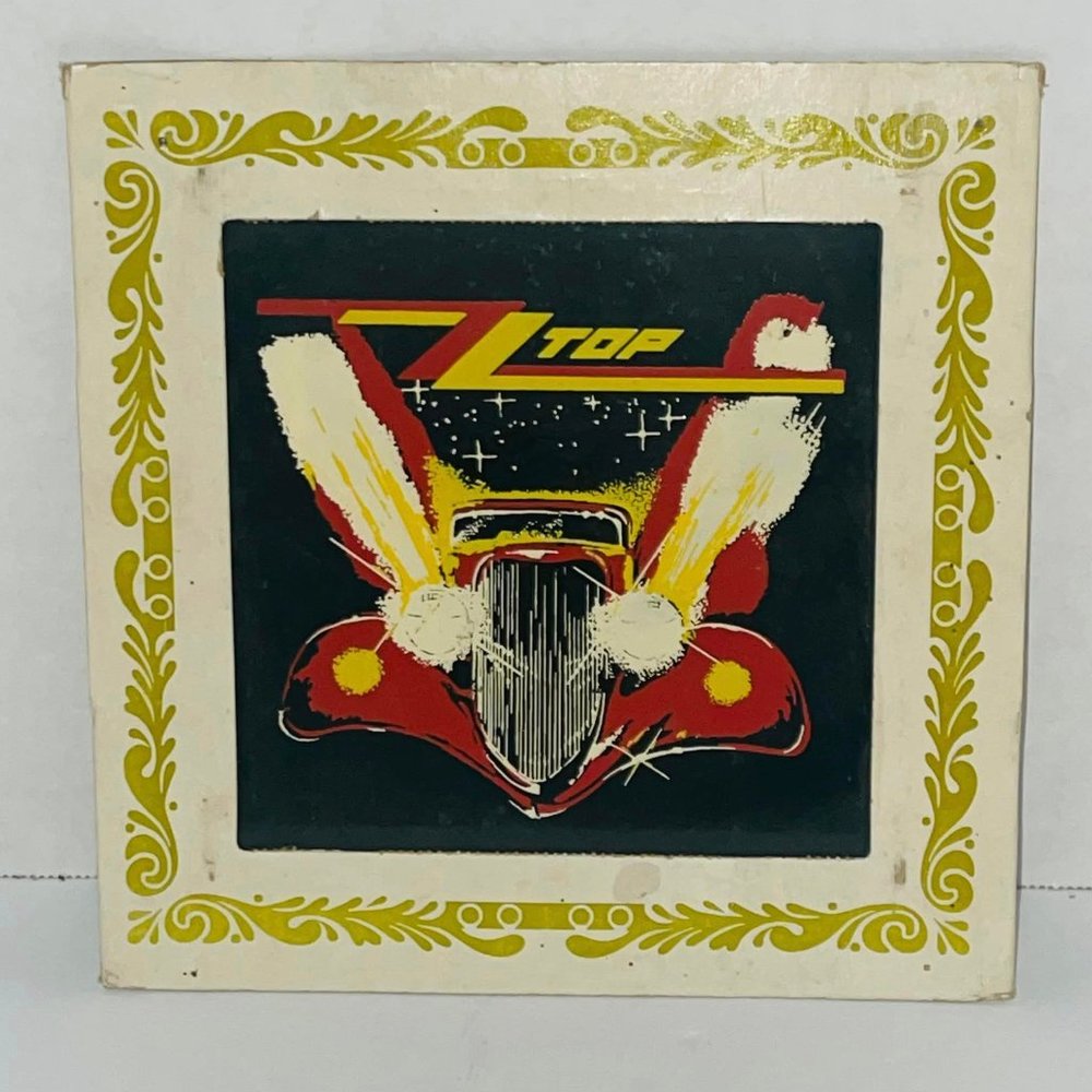 ZZ Top Rock Band~ 1983~ Carnival Glass Mirror Prize Eliminator Original 6X6